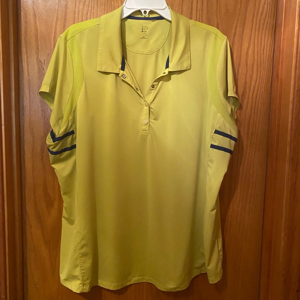 EP Pro Bright Yellow/Green Golf Polo with Navy Accents 1X
